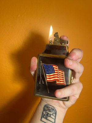 Ronson American Flag Cigarette Case Lighter