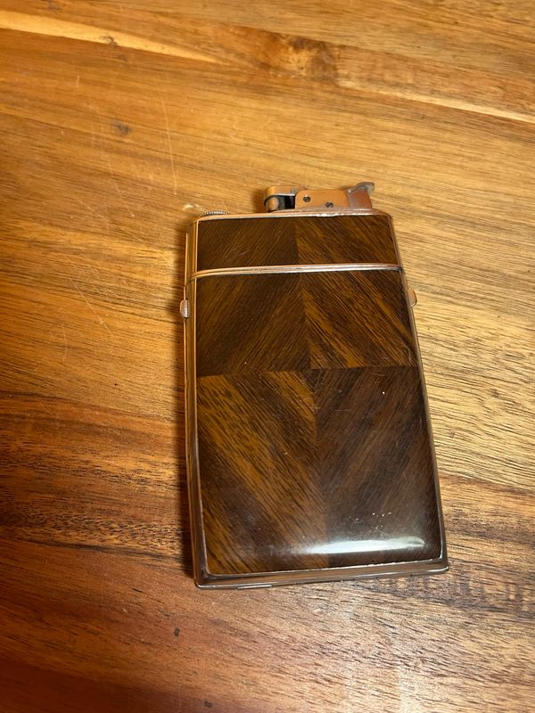 Evans Wood Grain Cigarette Case Lighter