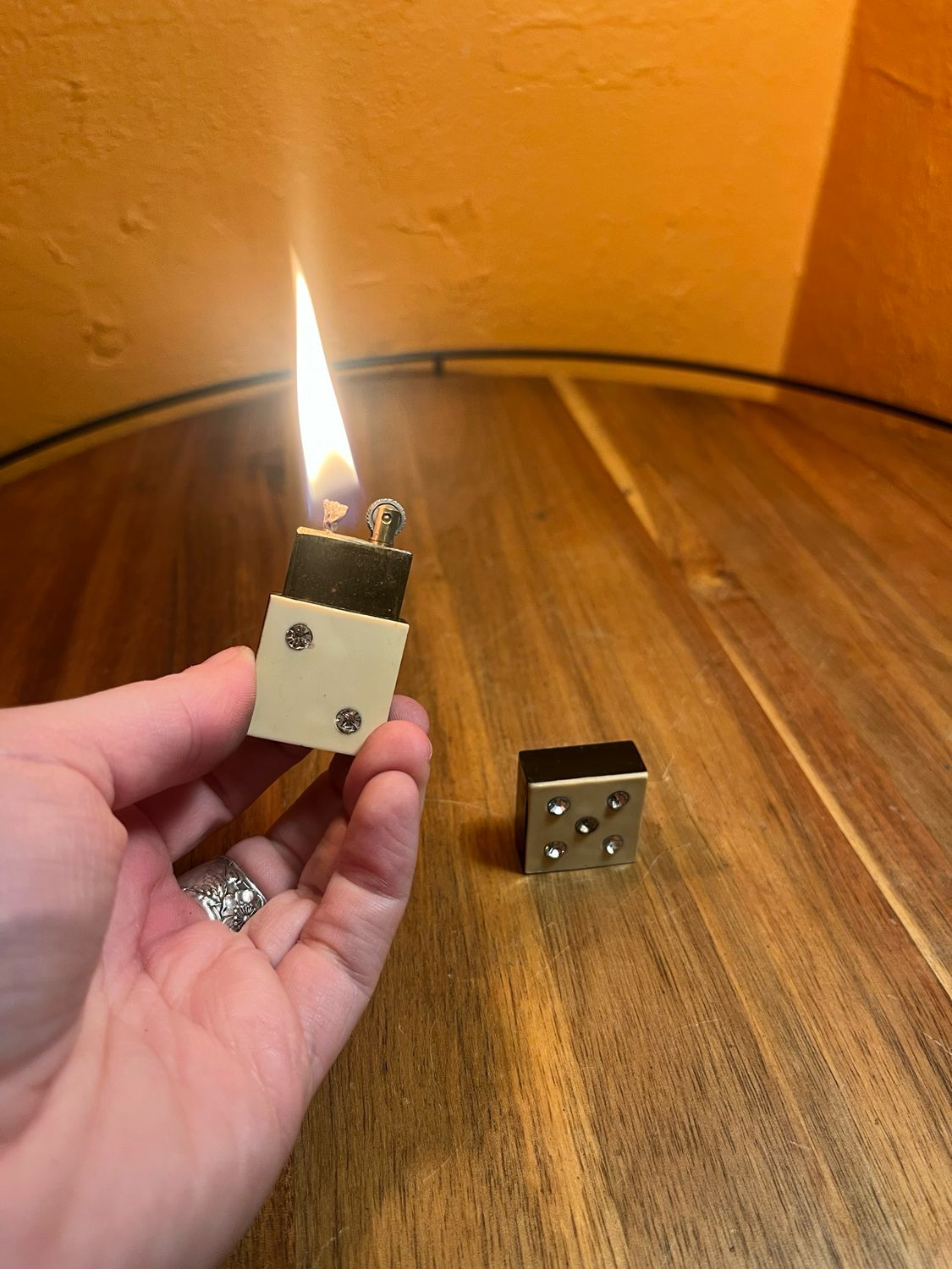 Rhinestone Domino Paris France Souvenir Lighter