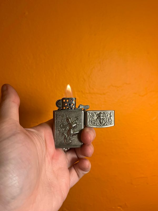 Made In Siam Thai Ornate Silver Souvenir Flip Top Lighter
