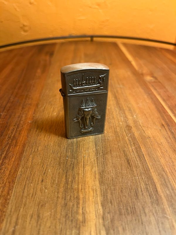 Made In Siam Thai Ornate Silver Souvenir Flip Top Lighter