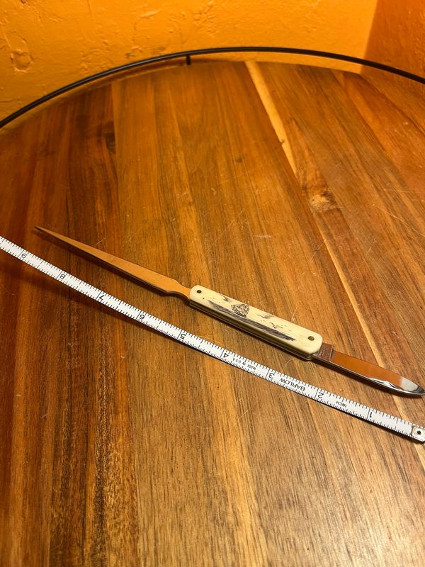 National Blade Scrimshaw Combination Letter Opener Folding Knife