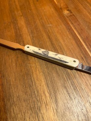 National Blade Scrimshaw Combination Letter Opener Folding Knife