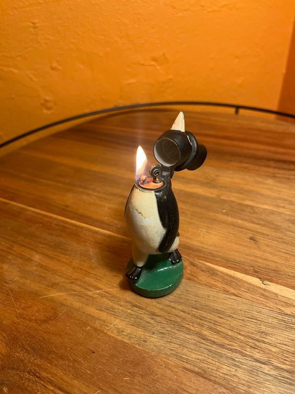 Early 20th Century Strolling Penguin Table Lighter