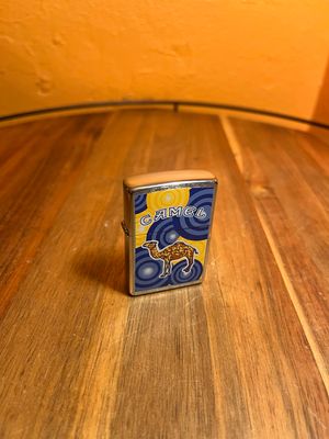 1999 Yellow &amp; Blue Swirls Camel Zippo Lighter
