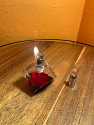Red Rose Lucite Table Lighter