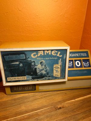 1980s-90s Camel Display Sign With Clock