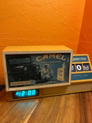 1980s-90s Camel Display Sign With Clock