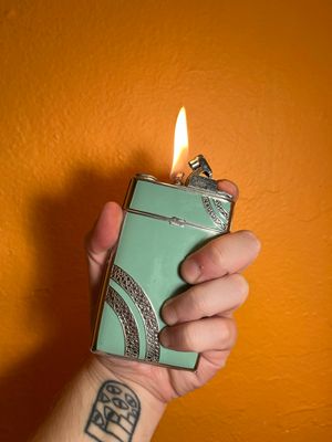 Evans Mint Green Cigarette Case Lighter