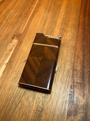 Evans Wood Paneling Pattern Cigarette Case Lighter