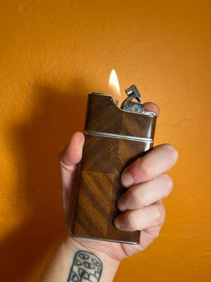 Evans Wood Paneling Pattern Cigarette Case Lighter