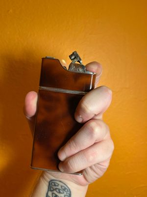 Evans Chestnut Tortoise Cigarette Case Lighter