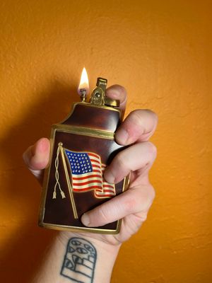 Ronson American Flag Cigarette Case Lighter