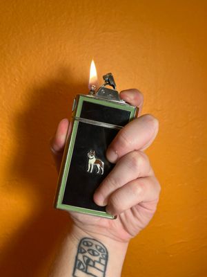 Evans Boston Terrier Dog Cigarette Case Lighter