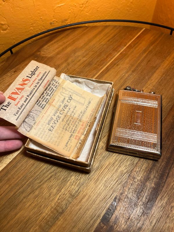 Early Evans Lift Arm Cigarette Case Lighter