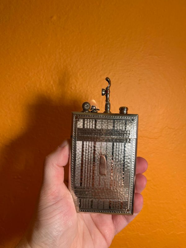 Early Evans Lift Arm Cigarette Case Lighter