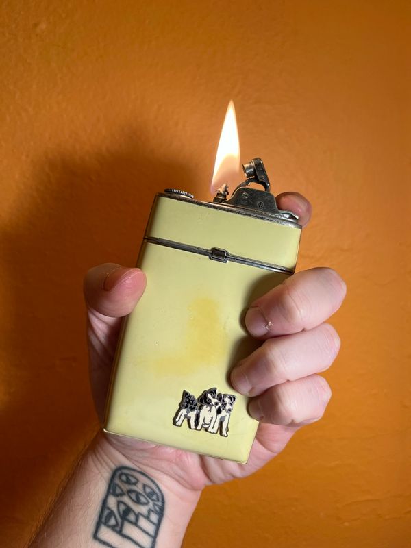 Evans Three Puppies Cigarette Case Lighter