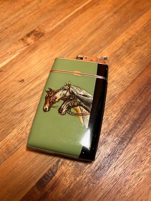 Evans Racehorses Cigarette Case Lighter