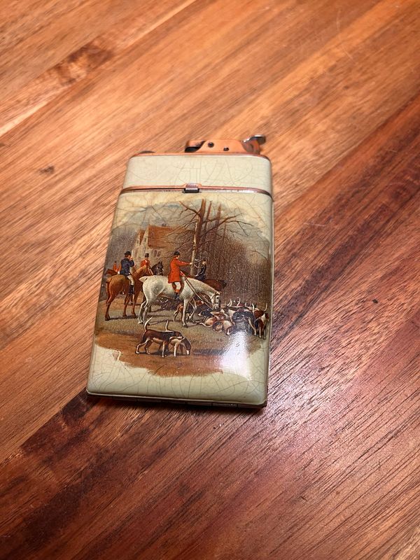Evans Noble Fox Hunt Cigarette Case Lighter