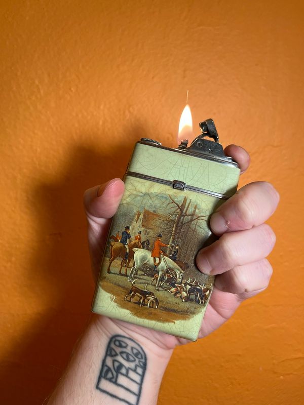 Evans Noble Fox Hunt Cigarette Case Lighter