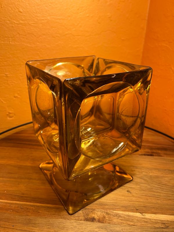 Pitted Yellow Cube Oversized Ashtray