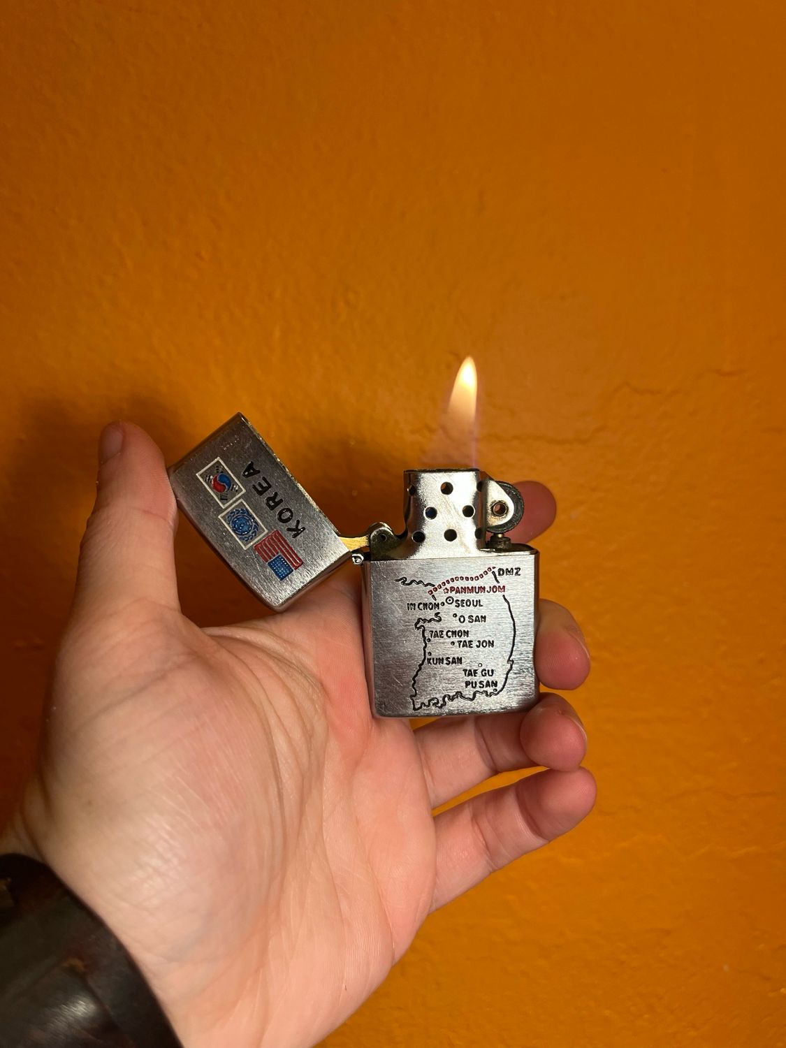 Knockoff Zippo Korea Map Flip Top Lighter