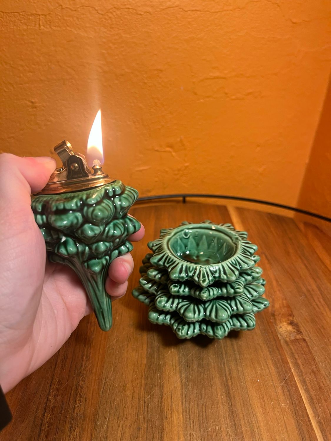 Stacking Ashtrays Christmas Tree Ceramic Table Lighter