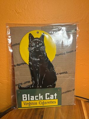 Black Cat Virginia Cigarettes Metal Display Sign