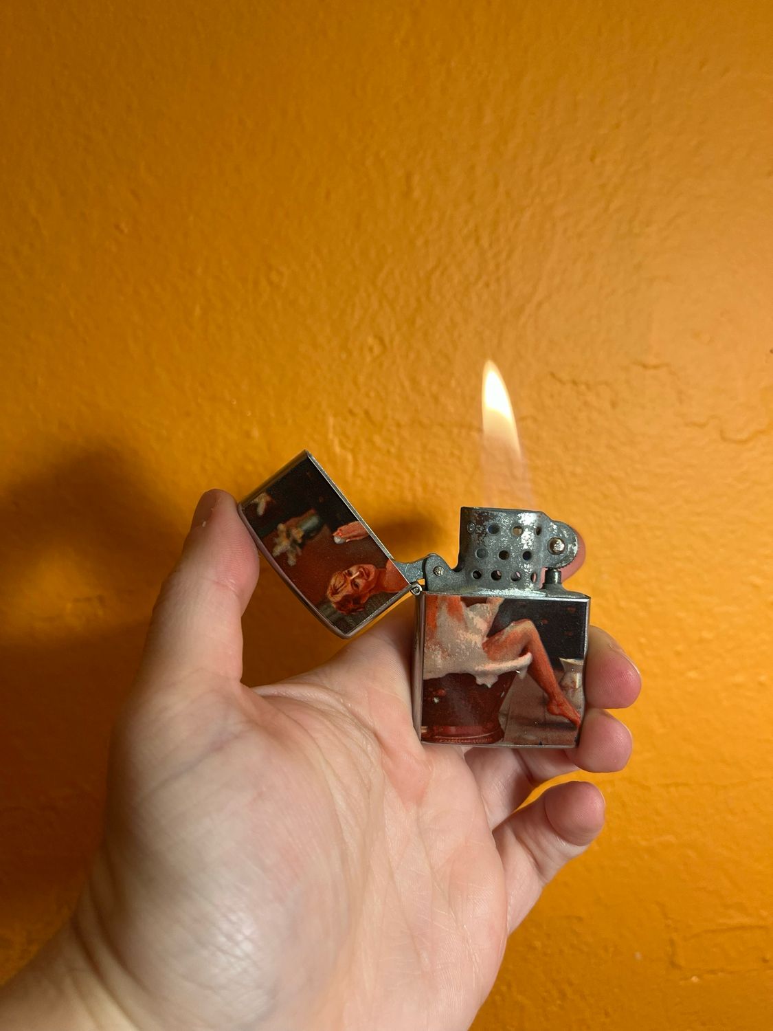 1970s Bathing Blonde Pinup Flip Top Lighter