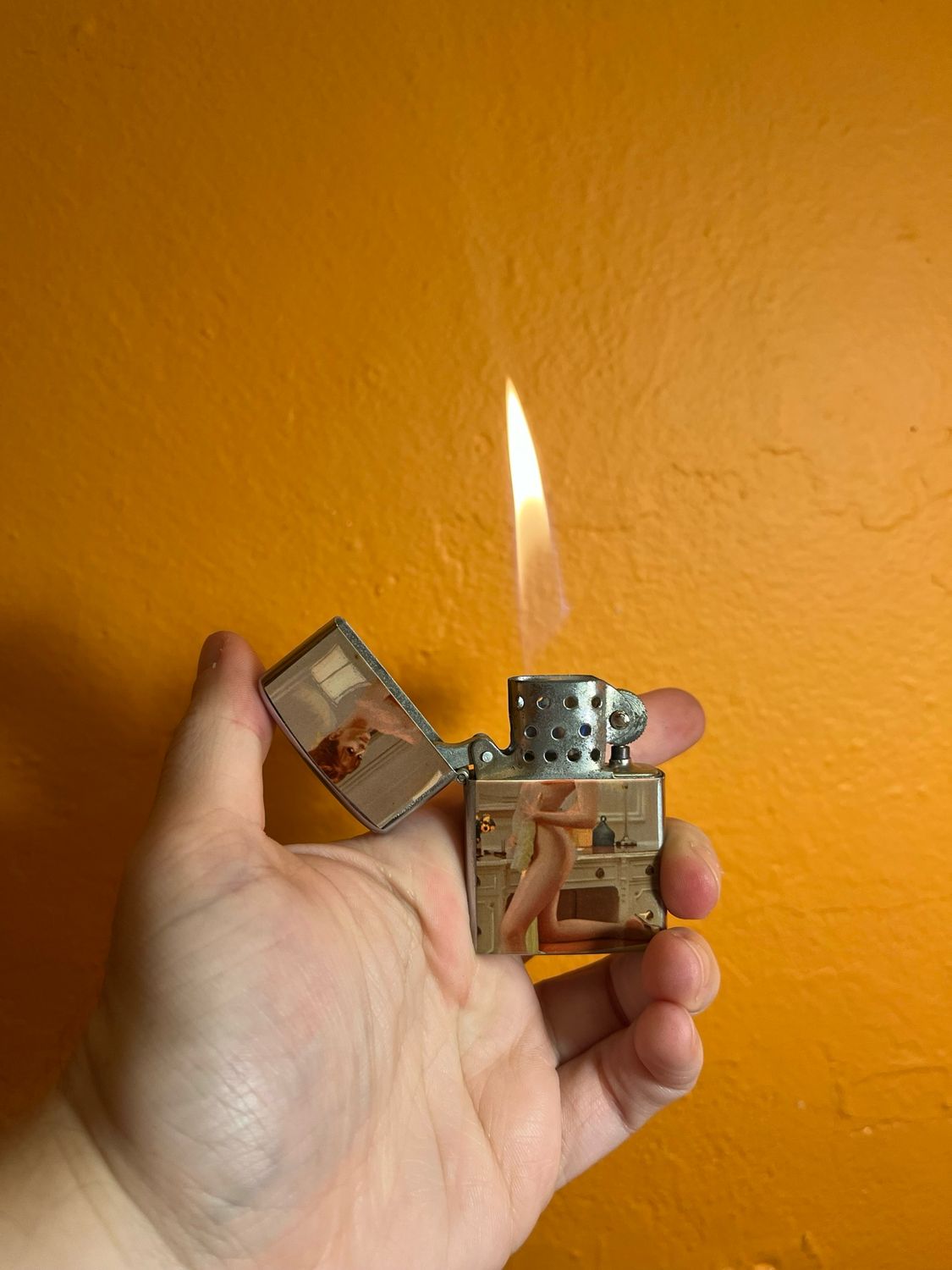 1970s Kitchen Redhead Pinup Flip Top Lighter