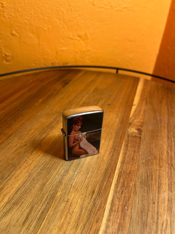 1970s Mink Redhead Pinup Flip Top Lighter