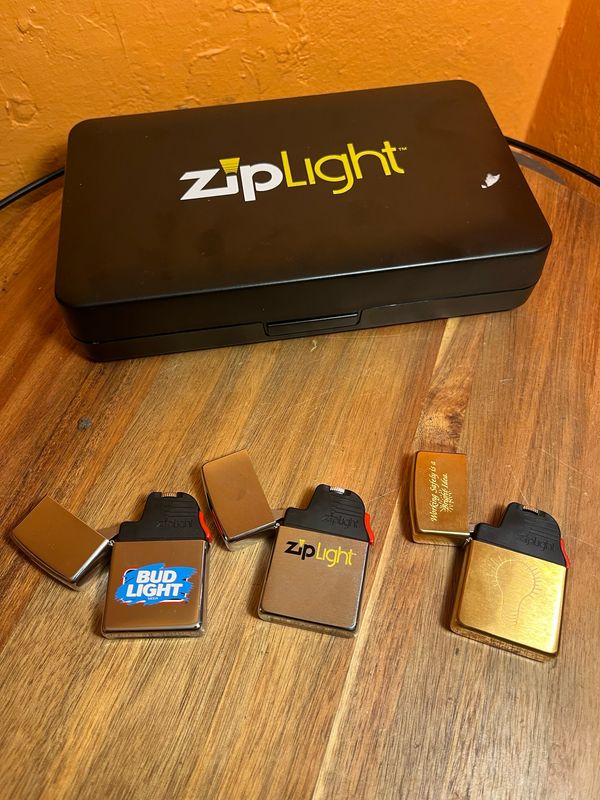 1996 Zippo Ziplight Set Of Three WITH LIGHTER INSERTS