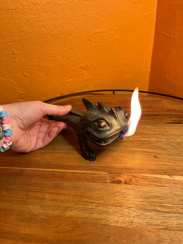 Cast Iron Fire Breathing Dragon German Table Lighter