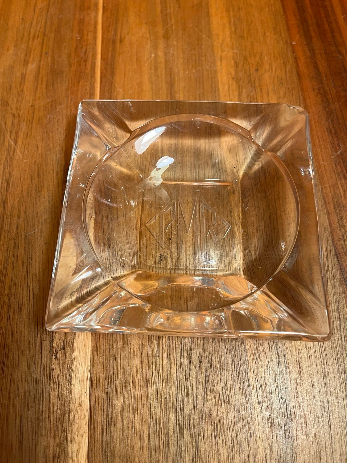 Customized ‘PMR’ Initials Glass Ashtray