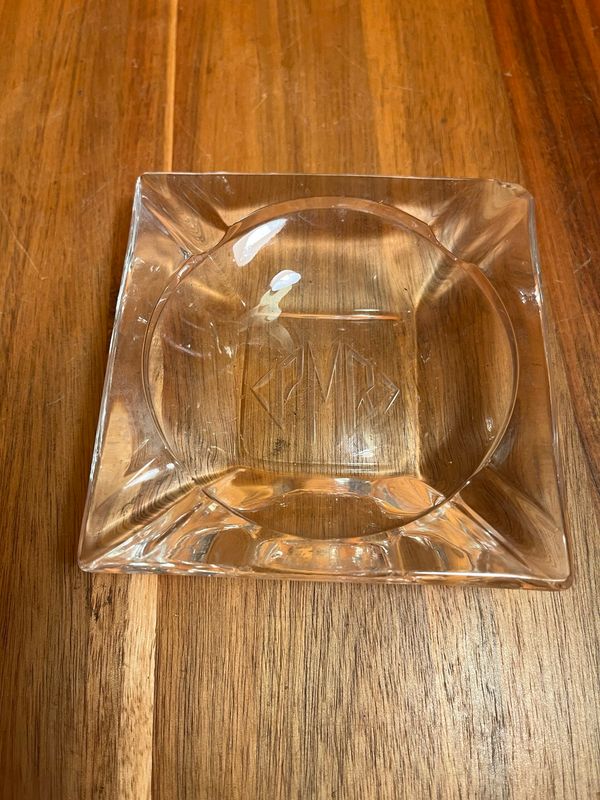 Customized ‘PMR’ Initials Glass Ashtray