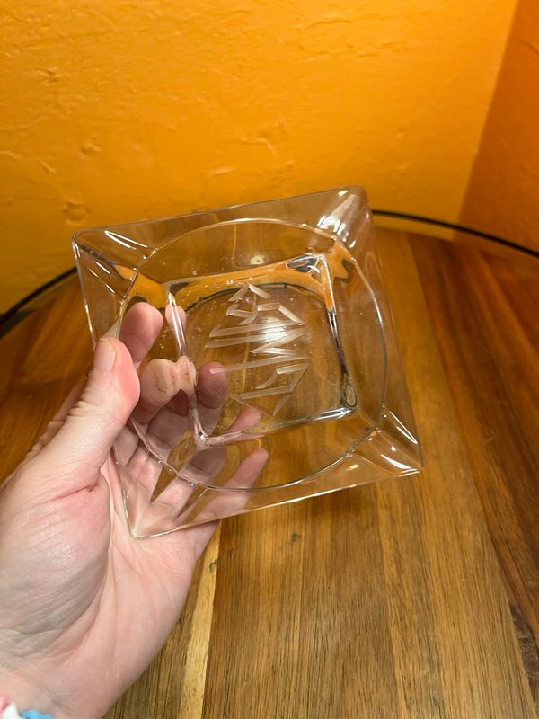 Customized ‘PMR’ Initials Glass Ashtray