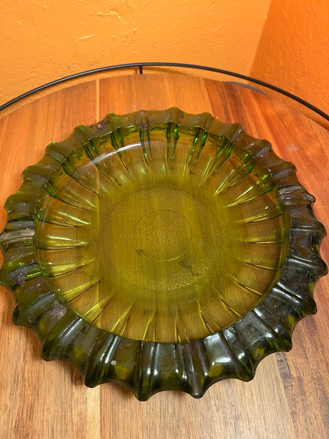 Oversized Green Glass Ashtray