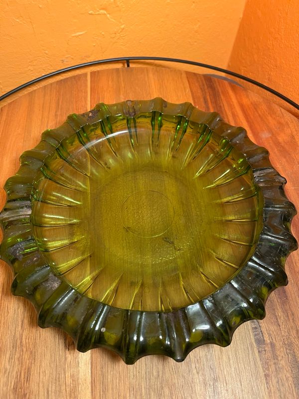 Oversized Green Glass Ashtray