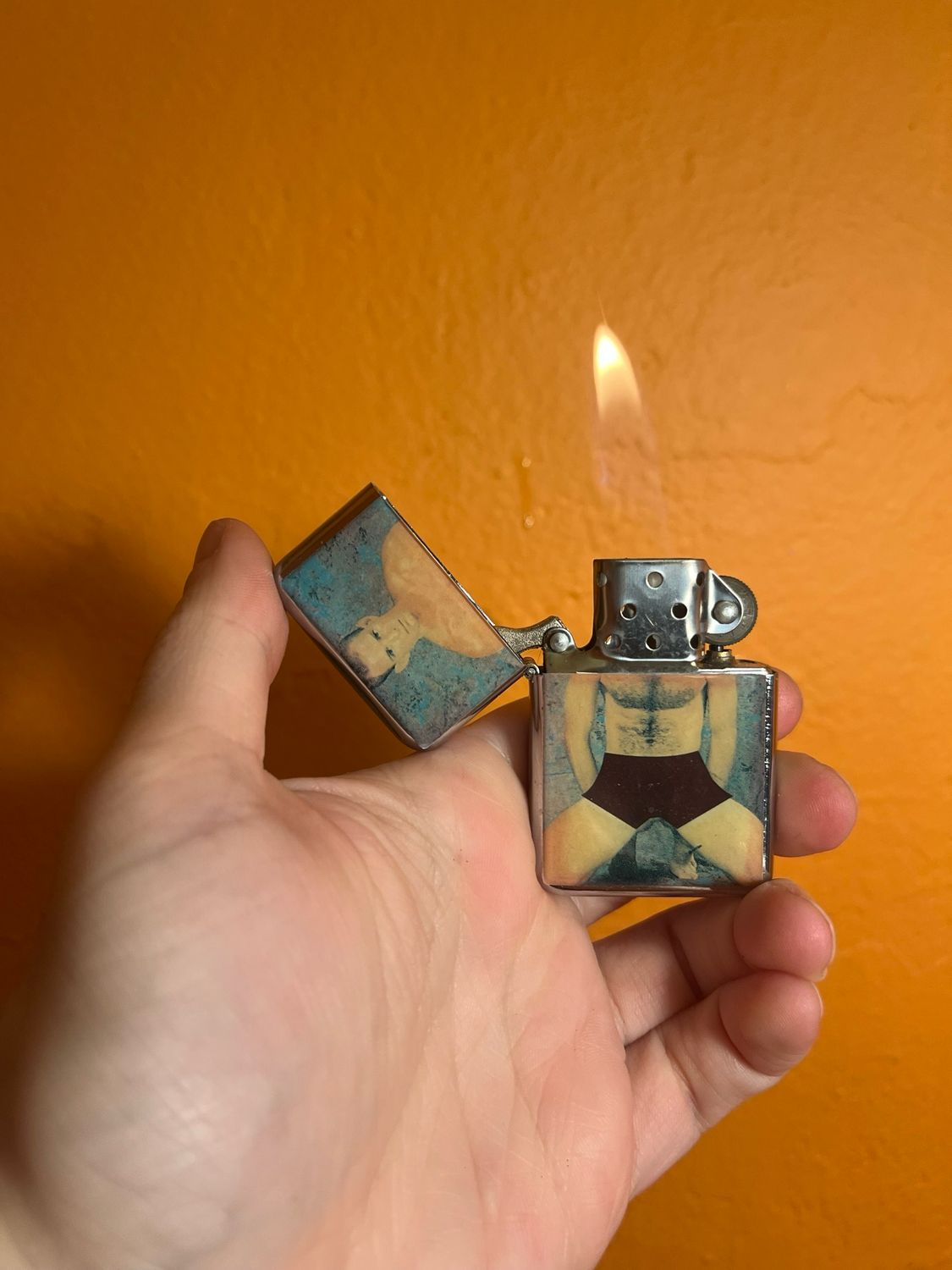 Ginger Hunk Censored Pinup Flip Top Lighter