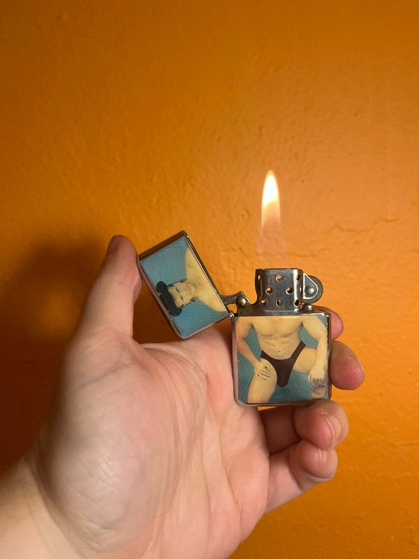 Cowboy Censored Pinup Flip Top Lighter