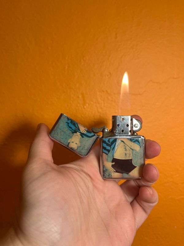 Striped Shirt Censored Pinup Flip Top Lighter