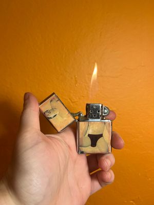 Laid Back Hunk Censored Pinup Flip Top Lighter