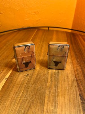 Laid Back Hunk Censored Pinup Flip Top Lighter