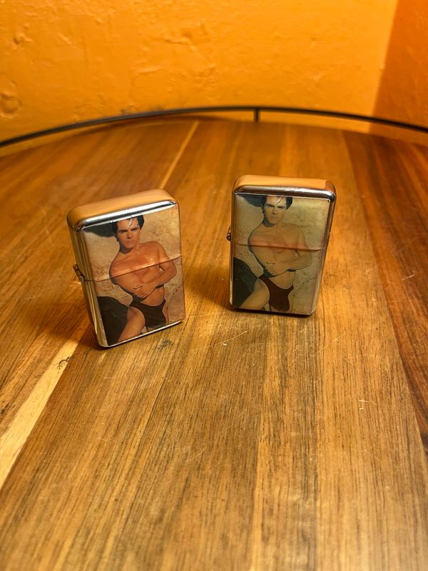Beach Hunk Censored Pinup Flip Top Lighter