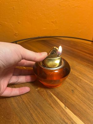 Red Orange Glass Table Lighter