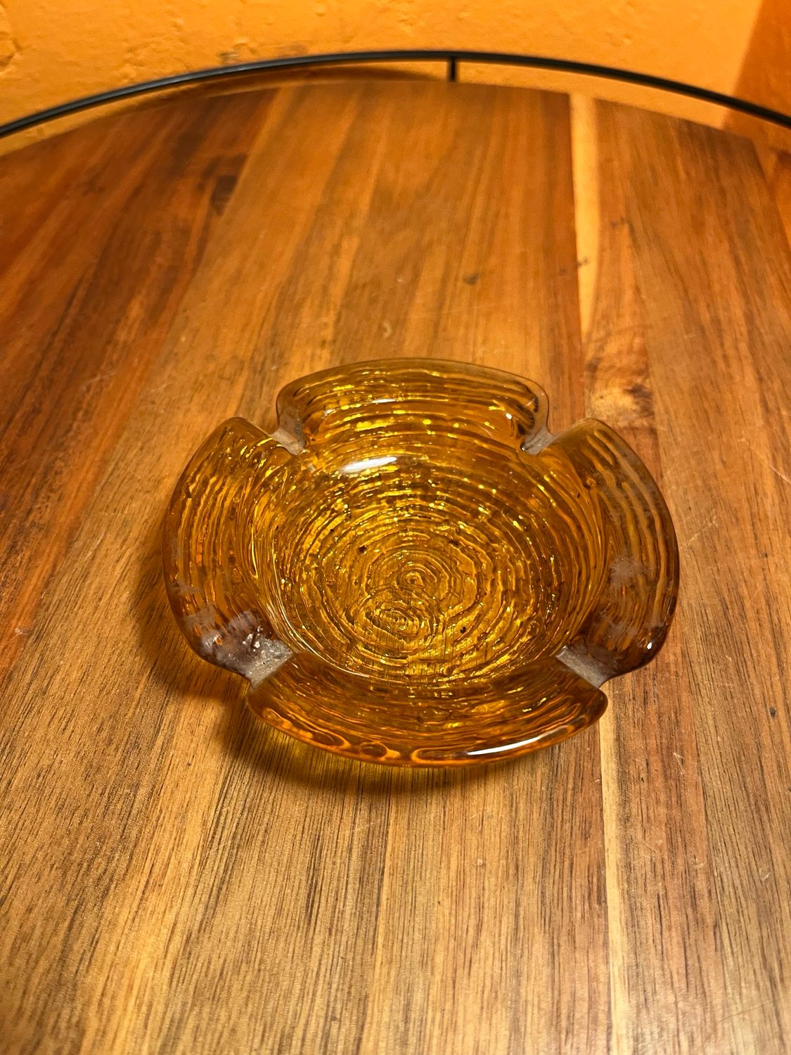 Textured Amber Glass Ashtray