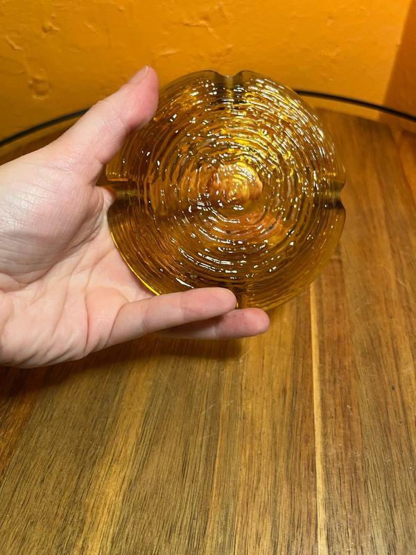Textured Amber Glass Ashtray