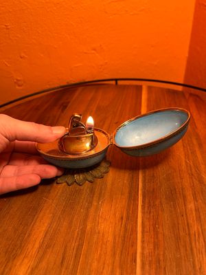 Hand Enameled Blue Egg Evans Table Lighter