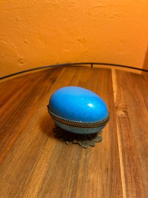 Hand Enameled Blue Egg Evans Table Lighter