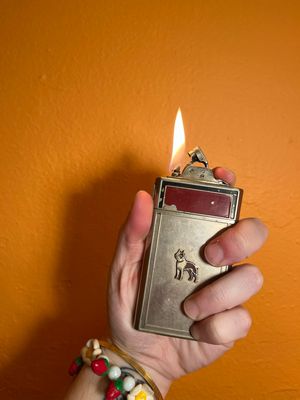 Boston Terrier Compact Mirror Cigarette Case Lighter